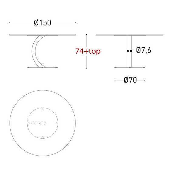 Round steel garden table Flexion VARASCHIN factory VARASCHIN from Italy. Foto №9