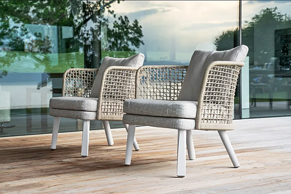 Garden armchair with armrests made of synthetic fibre VARASCHIN EMMA 23621 factory VARASCHIN from Italy. Foto №2