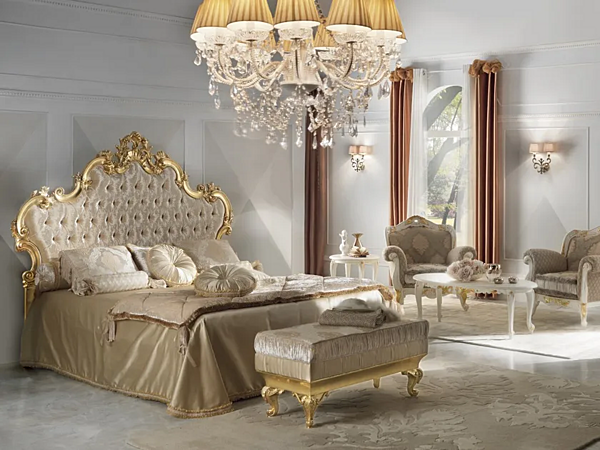 Wooden double bed with tufted headboard CASA +39 DIAMANTE 2102 factory CASA +39 from Italy. Foto №2