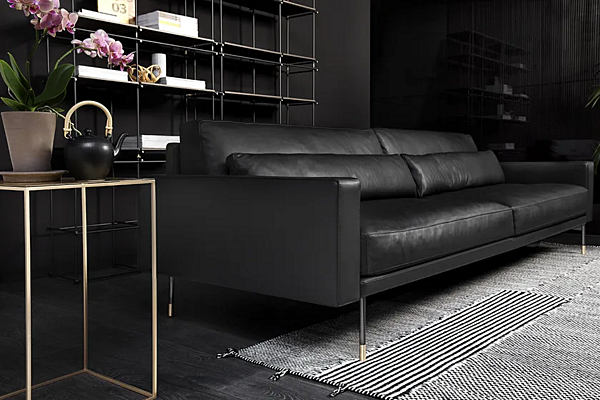 Sectional sofa in leather or fabric VIBIEFFE 110 Modern factory VIBIEFFE from Italy. Foto №7