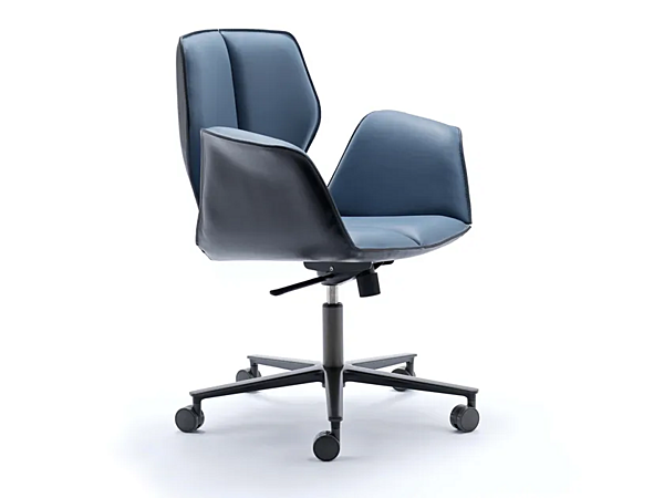 Leather office chair with castors and 5 spoke base FASEM Fosca Big factory FASEM from Italy. Foto №2