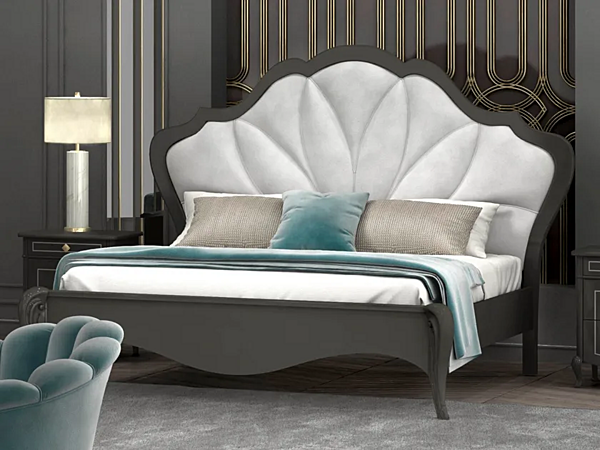 Double bed with upholstered headboard CASA +39 Giglio C22013, C22014 factory CASA +39 from Italy. Foto №1