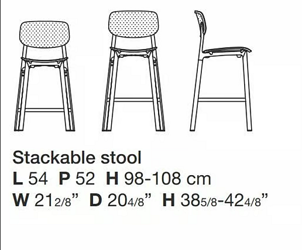 High stool with backrest colander Kristalia factory Kristalia from Italy. Foto №6