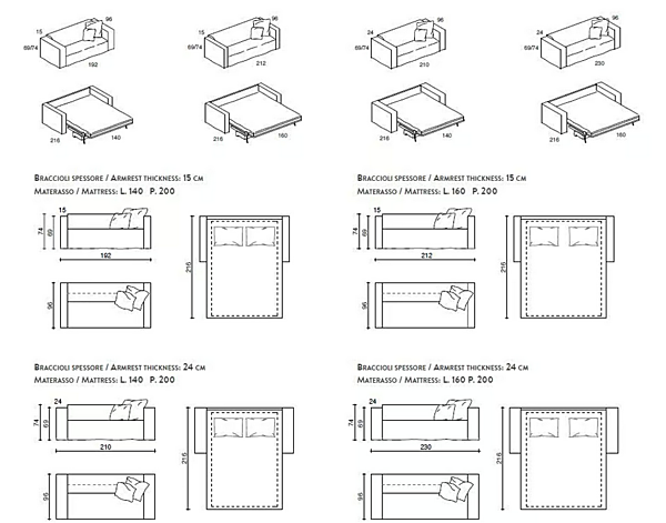 Two-Seater Fabric Sofa Bed with Soft Backrest Duomo Design Glamour factory Duomo Design from Italy. Foto №5
