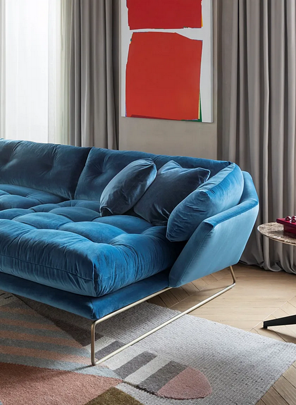 Three-seater fabric sofa with sled base Saba New York Suite factory SABA from Italy. Foto №4