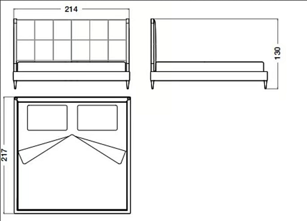 Leather bed with upholstered headboard blue moon CPRN HOMOOD B103, B104, B105 factory CPRN HOMOOD from Italy. Foto №4