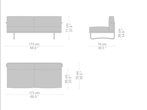 Sofa 5 with upholstered back Le Corbusier CASSINA 005 factory CASSINA from Italy. Foto №4
