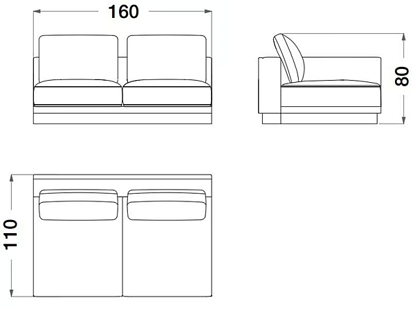 Sectional sofa in leather and fabric Sesto Senso CPRN HOMOOD S550, S552DX/SX, S553, S554, S555 factory CPRN HOMOOD from Italy. Foto №8