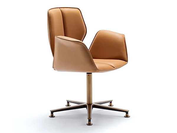 Swivel leather office chair with armrests 5 spoke base FASEM Fosca Big FOSCA BIG ABF factory FASEM from Italy. Foto №1