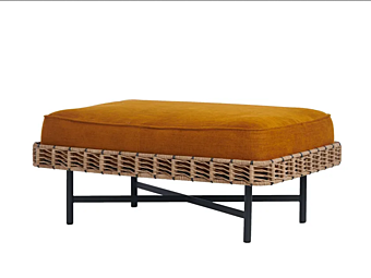 Upholstered Rectangular Pouf in Rope and Fabric Potocco Ropu 888 CQR 888/CQR