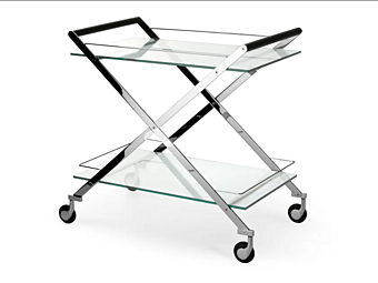 Kitchen trolley in glass and metal Gallotti&Radice Mister factory Gallotti & Radice from Italy