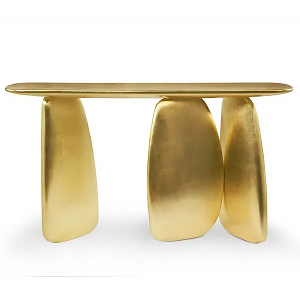 Rectangular Console Table in Gold Leaf BRABBU Ardara factory BRABBU from Italy. Foto №2