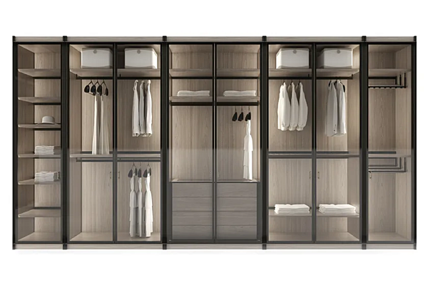 Corner Sectional Ash Walk-in Wardrobe with Integrated Lighting GIORGETTI Miyabi factory GIORGETTI from Italy. Foto №4