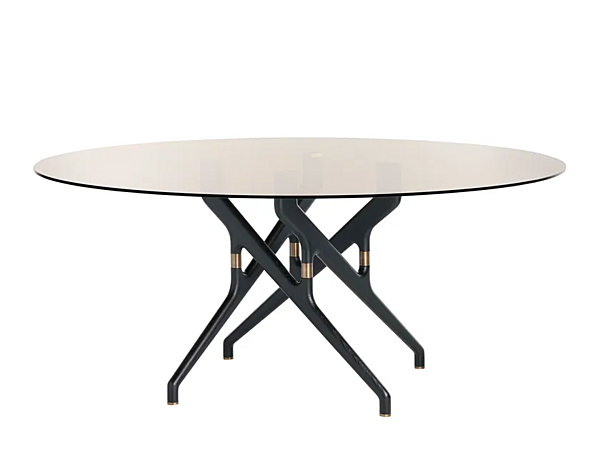Round wood and glass dining table Potocco Torso 837 T4 837/T4 factory POTOCCO from Italy. Foto №1
