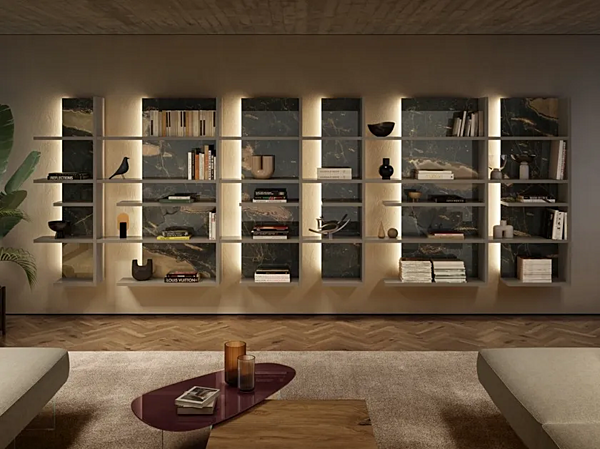Floating glass bookcase Pentagram 1456 LAGO factory LAGO from Italy. Foto №1