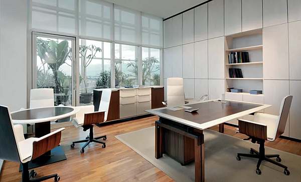 Rectangular wooden executive desk with leather top i 4 Mariani Paso Doble factory i 4 Mariani from Italy. Foto №15