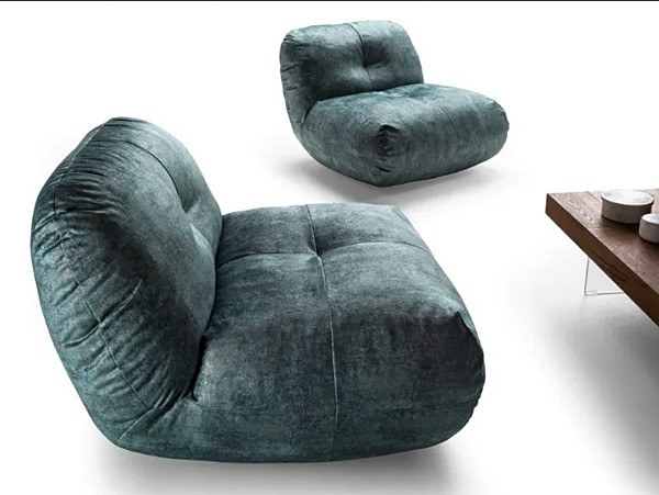 Upholstered fabric armchair with soft back LAGO Happening 1458 factory LAGO from Italy. Foto №1