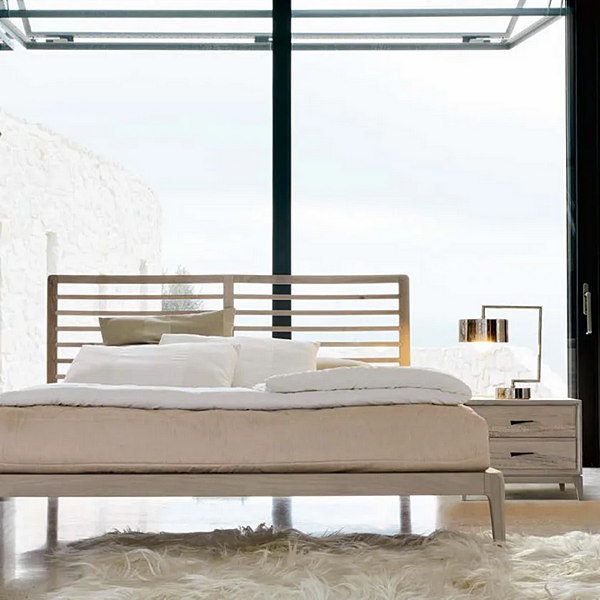 Wooden double bed with upholstered headboard DALE Essentia P 610 factory DALE from Italy. Foto №4