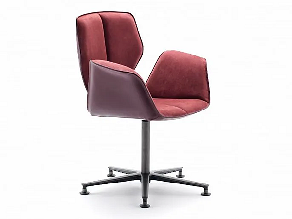 Swivel leather office chair with armrests 5 spoke base FASEM Fosca Big FOSCA BIG ABF factory FASEM from Italy. Foto №4