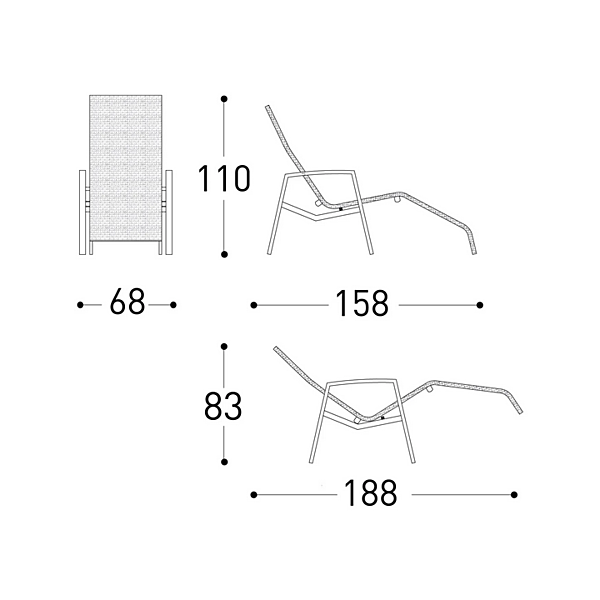 Sun Lounger Batyline Victor VARASCHIN 2912T factory VARASCHIN from Italy. Foto №6