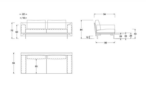 Couch TWILS Etan 34RCP1N 192 factory TWILS (VENETA CUSCINI) from Italy. Foto №11