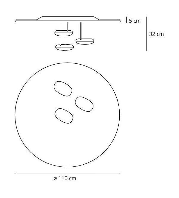 Ceiling Lamp Droplet Die Cast Aluminium Artemide 1474W10A, 1474110A factory Artemide from Italy. Foto №4