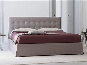 Fabric bed with tufted headboard BertO Marais factory BertO from Italy
