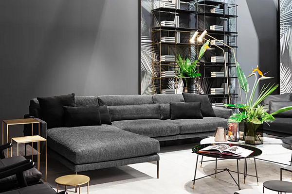 Sectional sofa in leather or fabric VIBIEFFE 110 Modern factory VIBIEFFE from Italy. Foto №3