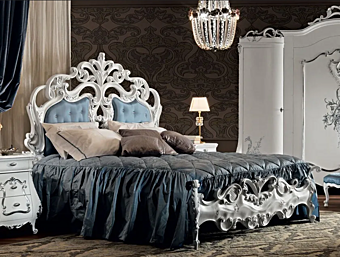 Double bed with upholstered headboard Modenese Luxury Interiors 11213 factory MODENESE GASTONE from Italy