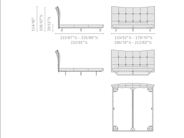 Fabric bed with upholstered headboard Aurora Tre POLTRONA FRAU factory POLTRONA FRAU from Italy. Foto №7