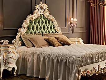 Double bed with upholstered headboard Modenese Luxury Interiors 11207 factory MODENESE GASTONE from Italy