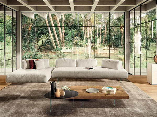 Fabric sofa with chaise longue Air Soft Free LAGO 1916 factory LAGO from Italy. Foto №1