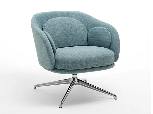 Swivel armchair with removable cover fabric Saba Sunset factory SABA from Italy. Foto №1