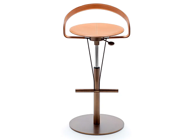 Swivel tanned leather stool with gas lift FASEM Cayman Bar factory FASEM from Italy. Foto №2