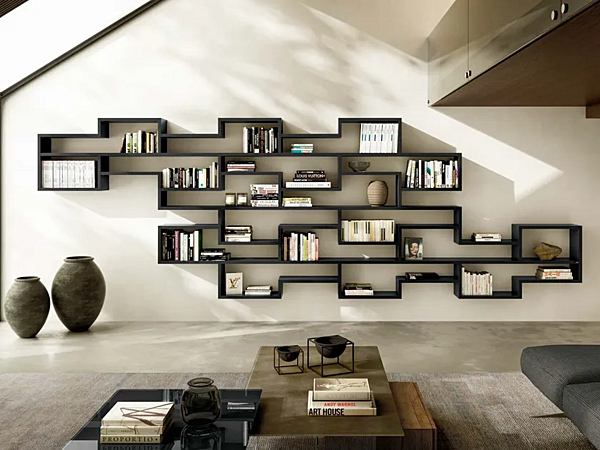 Sectional bookcase in wood LAGO Lagolinea 1228 factory LAGO from Italy. Foto №1