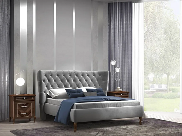 Double bed with tufted headboard fabric CASA +39 Prestige 2 C22015, C22016 factory CASA +39 from Italy. Foto №2