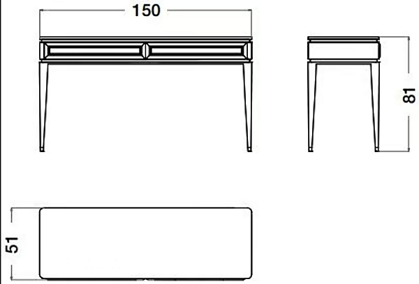 Rectangular Console Table in Wood and Marble Blue Moon CPRN HOMOOD B128 factory CPRN HOMOOD from Italy. Foto №2