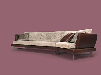 Sectional leather and fabric sofa Martin Borzalino Sectional leather and fabric sofa Martin Borzalino factory Borzalino from Italy