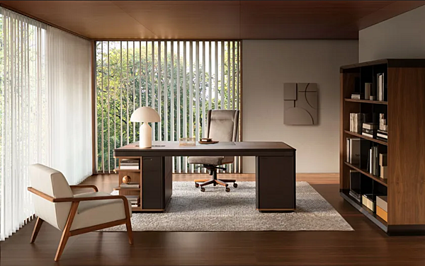 Wooden executive desk with drawers I 4 Mariani Noah factory i 4 Mariani from Italy. Foto №3