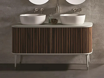 Double Wooden Vanity Unit with Doors Gaia Mobili Empire factory GAIA from Italy