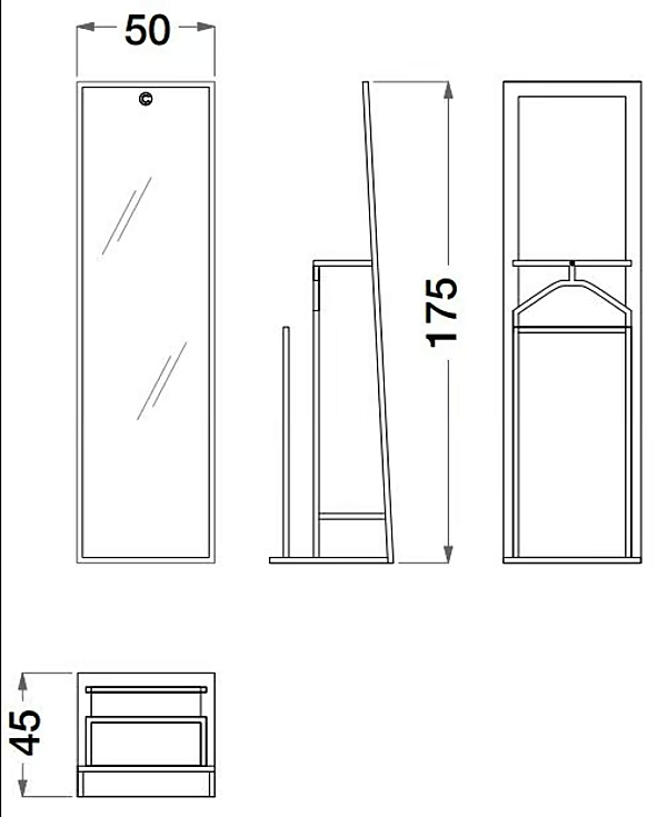 Freestanding rectangular metal mirror with shelf Sesto Senso CPRN HOMOOD S506 factory CPRN HOMOOD from Italy. Foto №3