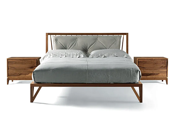 Wooden double bed with upholstered headboard DALE Leggiadro P 120 factory DALE from Italy. Foto №3