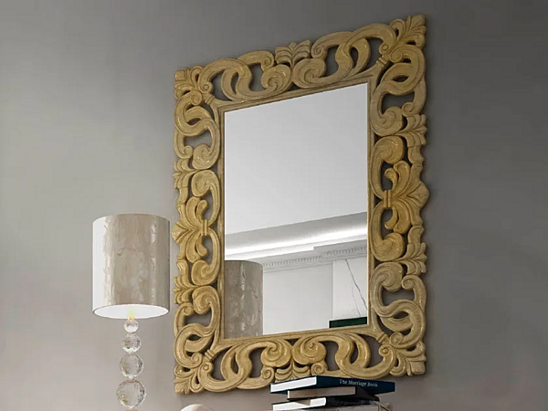 Rectangular wall mounted mirror with gold frame CASA +39 C22405 factory CASA +39 from Italy. Foto №1