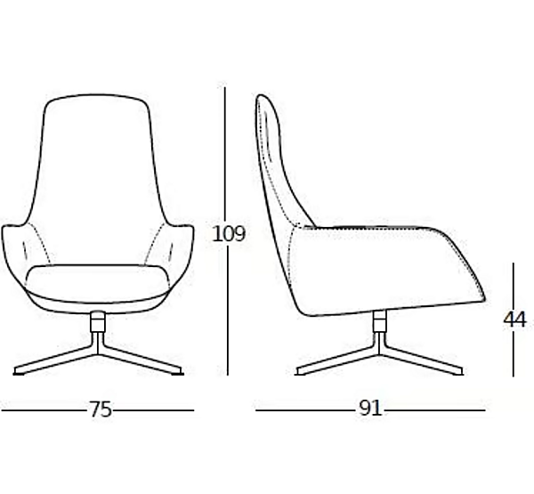 Swivel armchair with removable cover ZANOTTA KENT 896 factory ZANOTTA from Italy. Foto №4