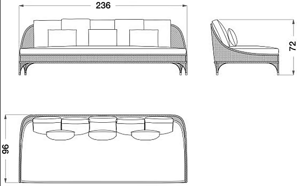 3-Seater Wooden and Fabric Garden Sofa Outdoor CPRN HOMOOD OD1033 factory CPRN HOMOOD from Italy. Foto №2