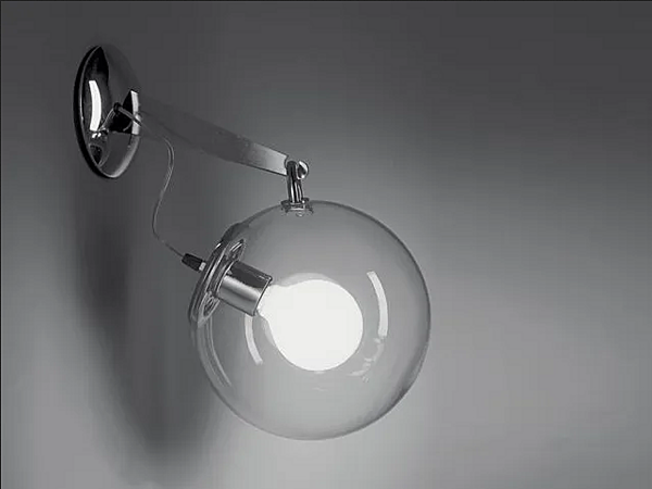 Wall lamp with fixed arm glass and steel Artemide Miconos A020100, A020110 factory Artemide from Italy. Foto №2