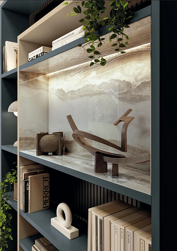 Open wooden bookcase with built-in lights LAGO 2733 2733 factory LAGO from Italy. Foto №2