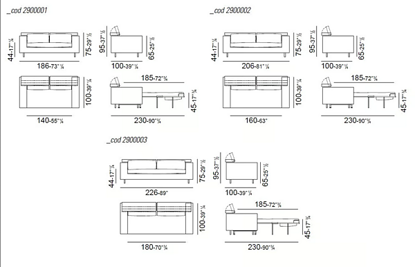 Sofa bed with removable cover fabric or leather VIBIEFFE 2900 Open factory VIBIEFFE from Italy. Foto №4