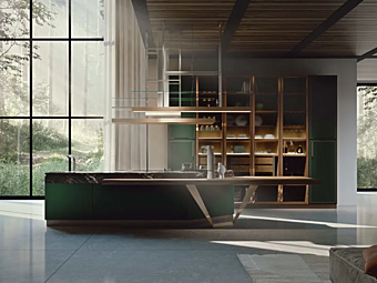 Custom kitchen with island in Essenza Supernatural Green and Copper by Martini Interiors Custom kitchen with island in Essenza Supernatural Green and Copper by Martini Interiors factory MARTINI INTERIORS from Italy