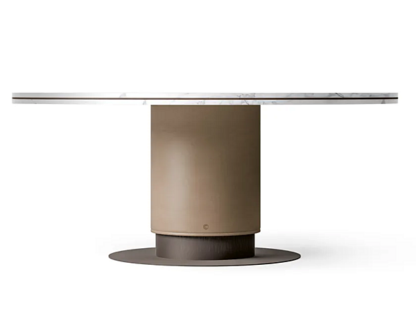 Tanned Leather and Marble Table with Lazy Susan CPRN HOMOOD Starlight ST718 factory CPRN HOMOOD from Italy. Foto №1